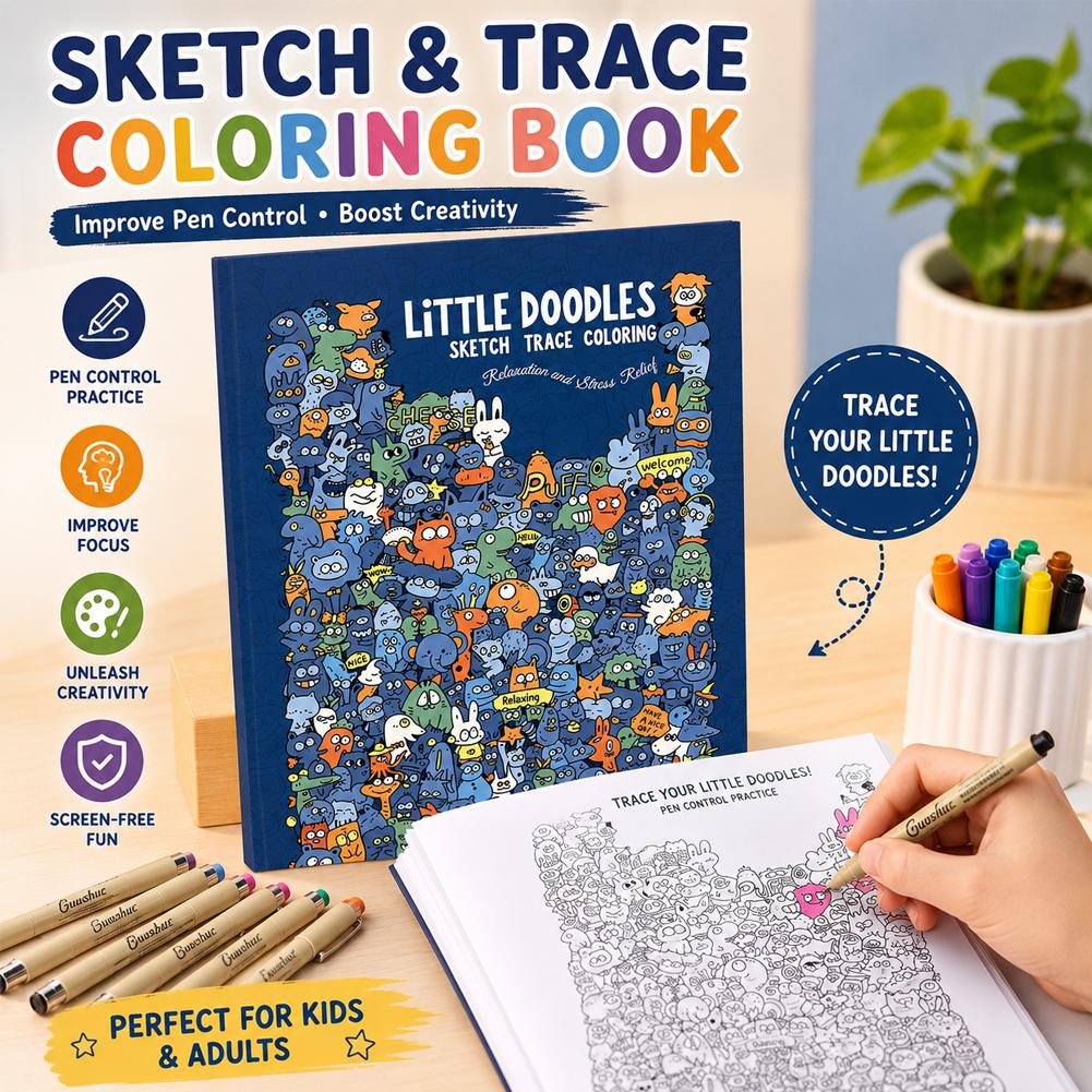 Adult Coloring Book Stress Relief - Schets- en kleurboekje, kleine tekeningen, pencontrole